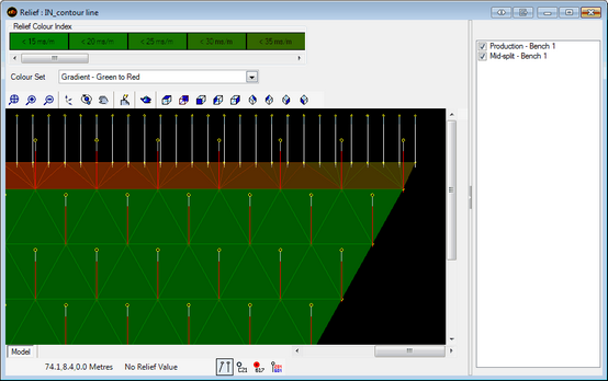 Screenshot of blast relief rates of an electronic pattern