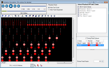 Screenshot of electronic firing simulation set to hole toe circle