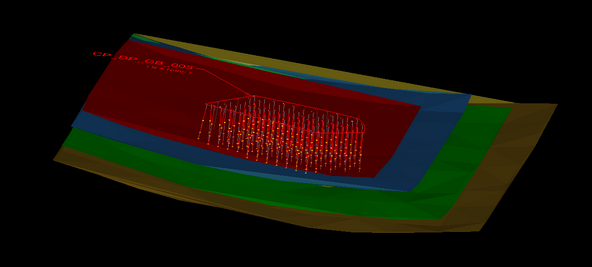 Screenshot of a charge pattern and the surface sections loaded from a larger point cloud