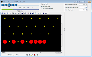 Screenshot of non-electric firing simulation set to hole toe circle