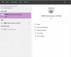 Search «ODBC Data Sources (64-bit)» in the search bar of Windows