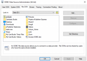 ODBC Data Sources (64-bit) tool - File DSN