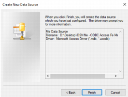 Summary of the DSN file creation