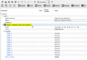 Create list of values in the Batch editor