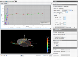 Interface of the variography: variogram and 3D view with the manipulator