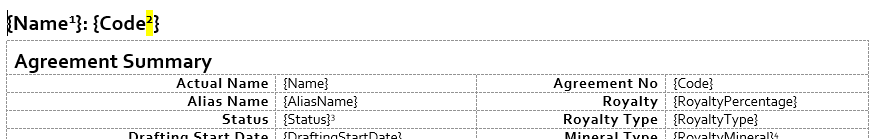 Agreement template with a Code endnote number 2