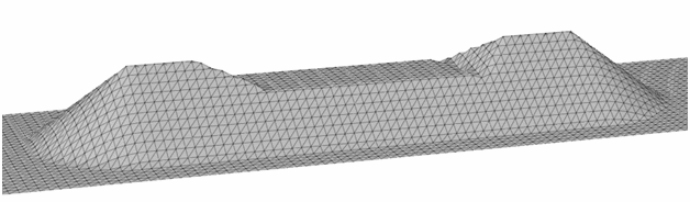 Diagram of 3D stockpile shape when using a front-end loader reclaimer