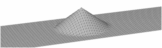 Diagram of 3D stockpile shape when using a conical stacker