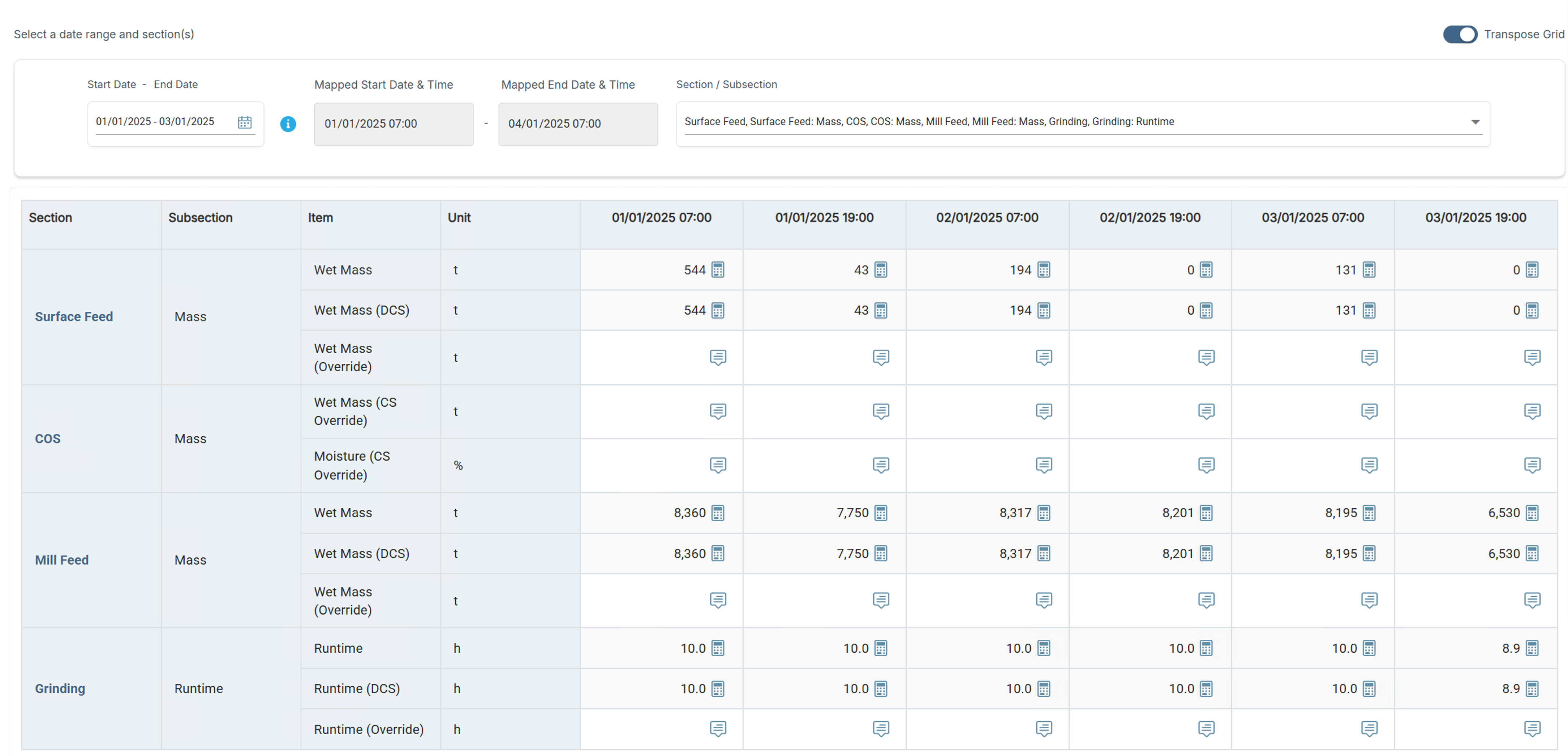 Modern logsheet user interface example Modern logsheet user interface example